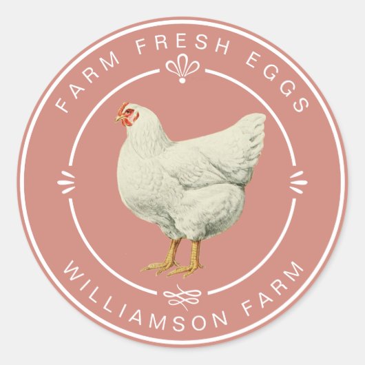 Boerderij Verse Hen Egg Karton Terracotta Blush Ronde Sticker (Voorkant)