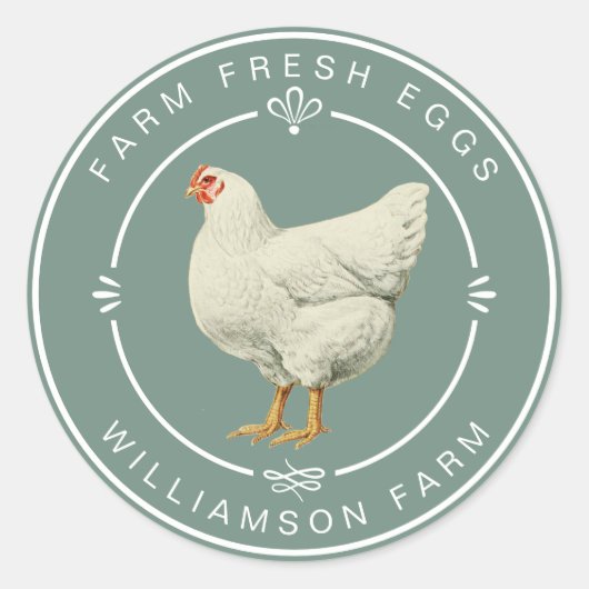 Boerderij Verse  Hen Eggs Karton Stoffig Groen Ronde Sticker (Voorkant)