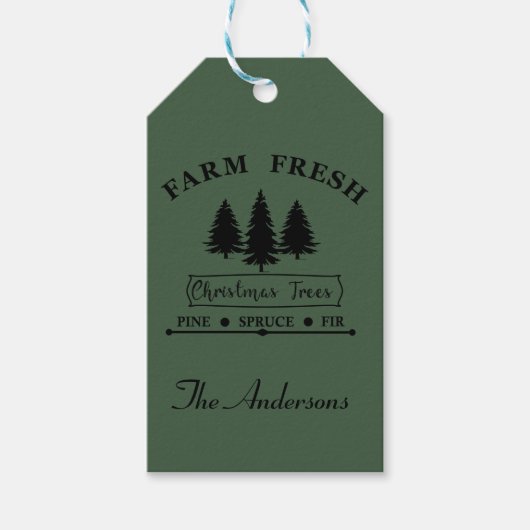 Boerderij verse kerstbomen cadeaulabel (Voorkant)