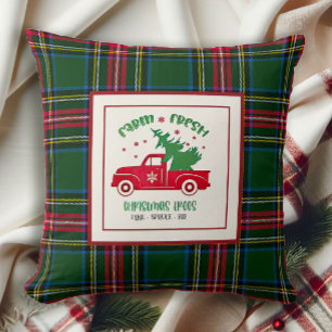 Boerderij Verse Kerstbomen Classic Tartan Plaid Kussen