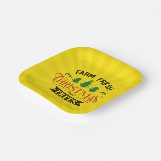 Boerderij Verse Kerstbomen Design-54394 Papieren Bordje (Gebogen)