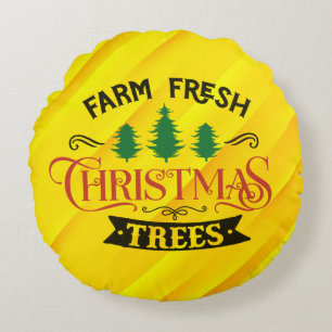 Boerderij Verse Kerstbomen Design-54394 Rond Kussen