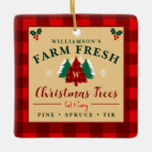 Boerderij Verse Kerstbomen - Kerstpatroon Keramisch Ornament (Voorkant)