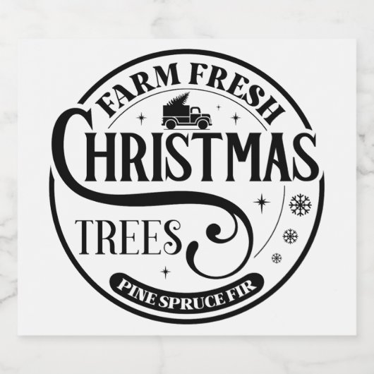 Boerderij Verse kerstbomen Pine Spruce Fir Sparkling Wijnetiket (Enkel label)