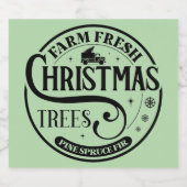 Boerderij Verse kerstbomen Pine Spruce Fir Sparkling Wijnetiket (Enkel label)