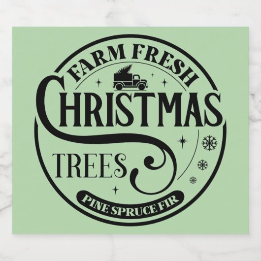 Boerderij Verse kerstbomen Pine Spruce Fir Sparkling Wijnetiket (Enkel label)