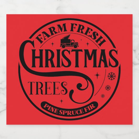 Boerderij Verse kerstbomen Pine Spruce Fir Sparkling Wijnetiket (Enkel label)