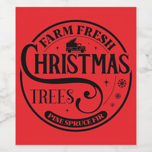 Boerderij Verse kerstbomen Pine Spruce Fir Wijn Etiket (Enkel label)