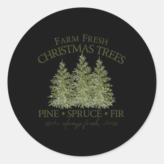 Boerderij Verse Kerstbomen Pine Spruce Voor Altijd Ronde Sticker (Voorkant)