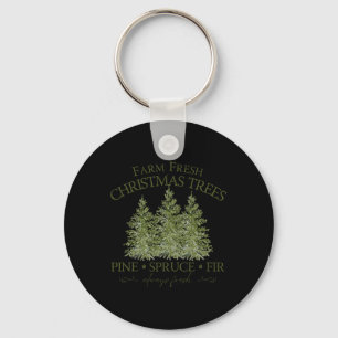 Boerderij Verse Kerstbomen Pine Spruce Voor Altijd Sleutelhanger