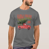 Boerderij verse kerstbomen Red Truck Matching Fami T-shirt (Voorkant)