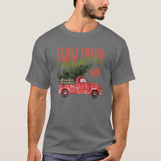 Boerderij verse kerstbomen Red Truck Matching Fami T-shirt