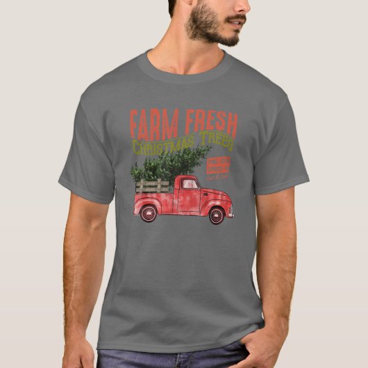 Boerderij verse kerstbomen Red Truck Matching Fami T-shirt (Voorkant)