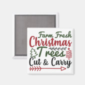 boerderij verse kerstbomen snijden en dragen magneet (Voorkant / Achterkant)