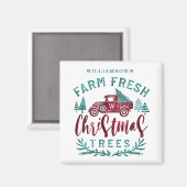 Boerderij Verse kerstboombestelling met rode vrach Magneet (Voorkant / Achterkant)