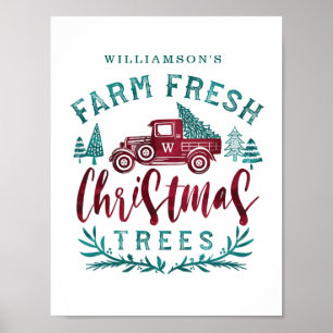 Boerderij Verse kerstboombestelling met rode vrach Poster