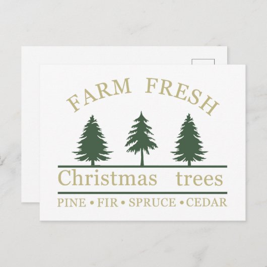 Boerderij verse kerstpijnbomen feestdagenkaart (Voorkant / Achterkant)