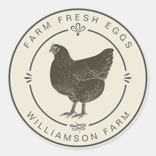 Boerderij Verse  kippeneieren Karton Antiek Wit Ronde Sticker (Voorkant)