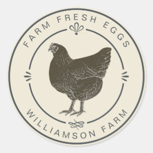 Boerderij Verse  kippeneieren Karton Antiek Wit Ronde Sticker
