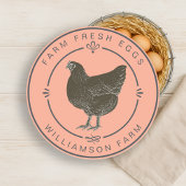 Boerderij Verse  kippeneieren Kartonnen perzik Ronde Sticker