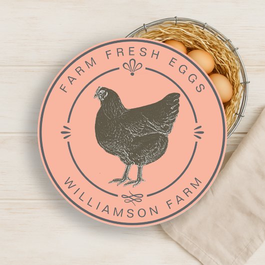 Boerderij Verse  kippeneieren Kartonnen perzik Ronde Sticker