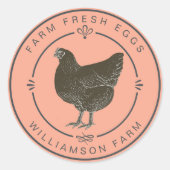 Boerderij Verse  kippeneieren Kartonnen perzik Ronde Sticker (Voorkant)