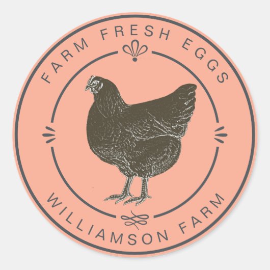 Boerderij Verse  kippeneieren Kartonnen perzik Ronde Sticker (Voorkant)