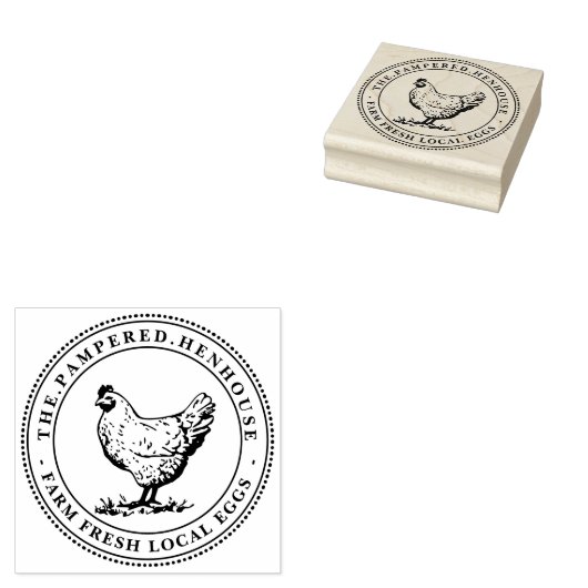 Boerderij Verse lokale eieren  Hen Stamp Rubberstempel (Gestempeld)