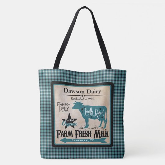 Boerderij Verse melk Gepersonaliseerd Tas (Achterkant)