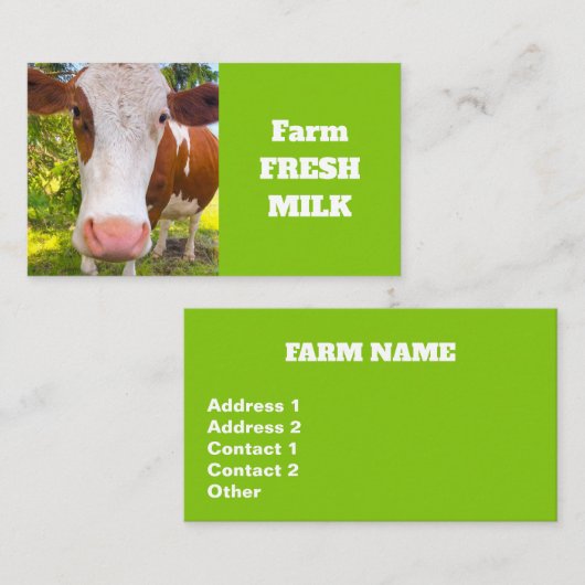 Boerderij verse melk visitekaartje (Voorkant / Achterkant)