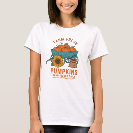 Boerderij Verse Pompoen Boeren Halloween Pompoenen T-shirt (Voorkant)