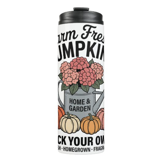 Boerderij verse pompoenen die u kunt plukken thermosbeker (Voorkant)