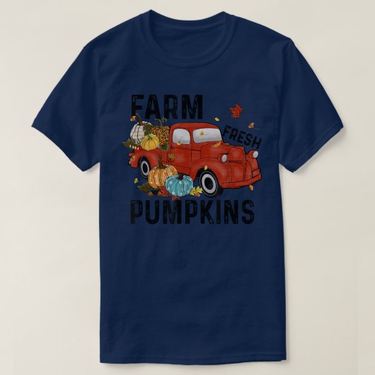 Boerderij verse pompoenen herfst Truck Pumpkin Hap T-shirt (Design voorkant)