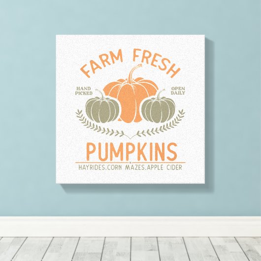Boerderij verse pompoenen | met de hand geplukt canvas afdruk (Insitu (Houten vloer))
