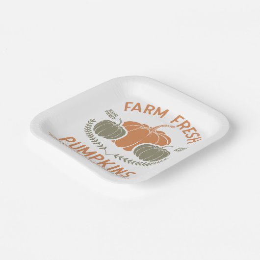 Boerderij verse pompoenen | met de hand geplukt papieren bordje (Gebogen)