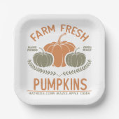 Boerderij verse pompoenen | met de hand geplukt papieren bordje (Voorkant)