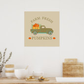 Boerderij verse pompoenen waterverf herfst poster (Keuken)