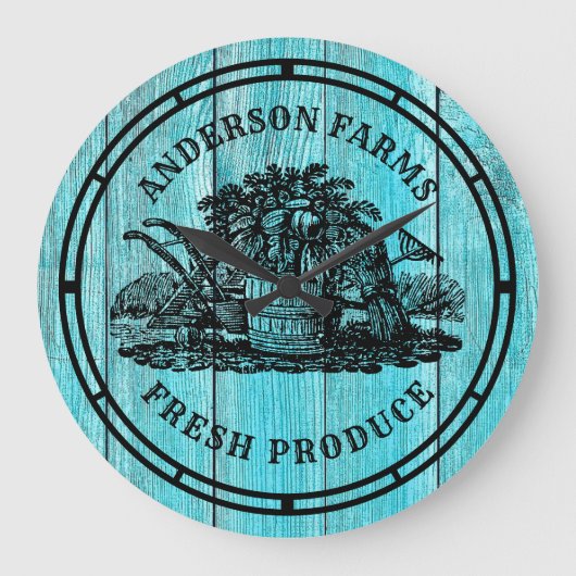 Boerderij Verse producten Faux Wood Grote Klok (Voorkant)