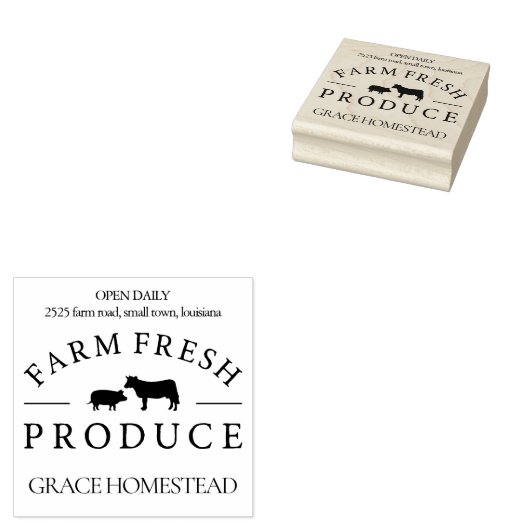 Boerderij Verse producten Varken Koe Boeren Markt  Rubberstempel (Gestempeld)