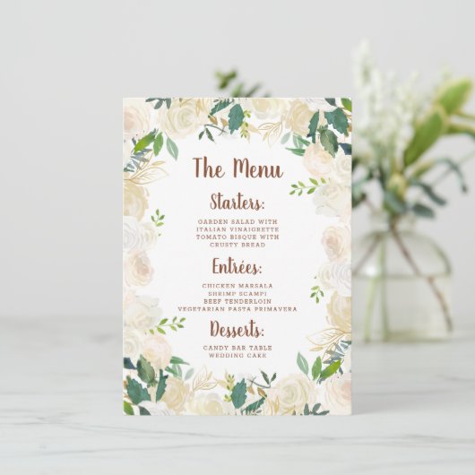 Boerderij Verse Rustieke Land Bloemen Diner Menu (Staand voorkant)