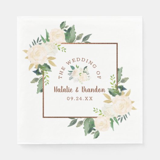 Boerderij Verse Rustieke Land Bruiloft Monogram Servet (Voorkant)