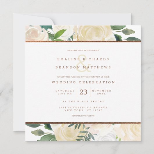 Boerderij Verse Rustieke Land Bruiloft Vierkant Kaart (Voorkant)