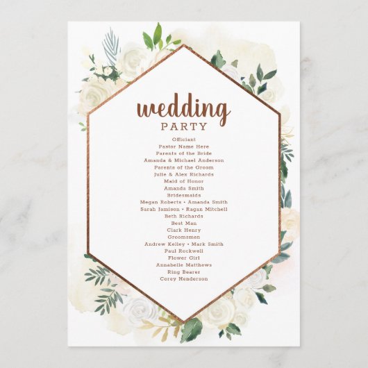 Boerderij Verse Rustieke Land Huwelijksceremonie Programmakaart (Achterkant)