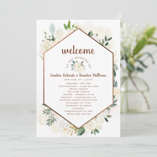 Boerderij Verse Rustieke Land Huwelijksceremonie Programmakaart (Staand voorkant)