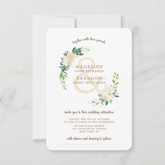 Boerderij Verse rustieke Land krans bruiloft Kaart (Voorkant)