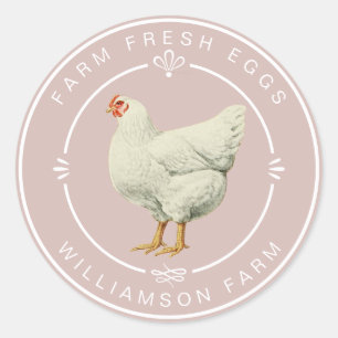 Boerderij Verse Vintage Hen Eierdoos Stof Blush Ronde Sticker