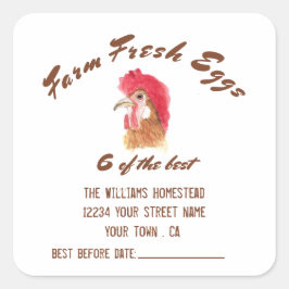 Boerderij Verse Waterverf Eiwitkarton Vierkante Sticker