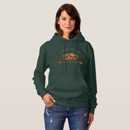 Boerderij verse waterverf pompoenen herfst herfst hoodie (Voorkant volledig)