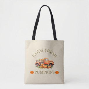 Boerderij verse waterverf pompoenen herfst herfst tote bag
