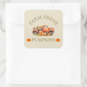 Boerderij verse waterverf pompoenen herfst herfst vierkante sticker (Tas)
